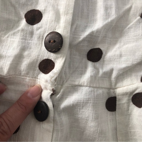 Monteau Lenin Blend Cream Brown Polkadot Jumpsuit Womem Size Xsmall - Picture 4 of 8